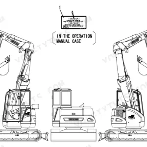 Yanmar B7-5A(EP), B7-5A (EP), 4TNV98-XBV excavator diagram showing danger sign storage in the operation manual case.