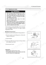 Yanmar B7-SIGMA (EP) bucket replacement procedure, safety warnings, and diagrams showing pin A and B removal.