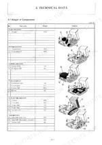 yanmar-c20r-crawler-carrier-service-manual-exploded-view-16.webp Yanmar C20R, 3TNA72L series technical data table showing component weights and corresponding location diagrams.