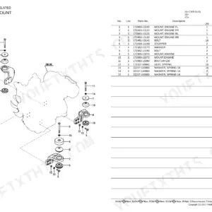 Yanmar C30R-3, C30R-3 (US), 4TNV88C-KFW exploded view diagram and parts list for engine mount assembly components.
