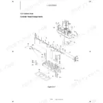 Yanmar C30R-3 exploded view diagram of cylinder head components, including valves, springs, and rocker arm assembly.