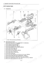 Yanmar C50R-3(R) engine cylinder head exploded view and disassembly procedure for 4TNE94-98 engine components.