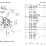 Yanmar C50R-5, 4TNV94CHT-NTBC engine air cleaner and mounting parts exploded view and parts list table.