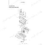Yanmar C50R-5, C50R-5 (YCEE) exploded view diagram of engine cylinder head components, including valves and valve cover.