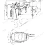 Yanmar D27A, D36A exterior view diagram showing outboard motor dimensions, transom height, and tilt angle specifications.