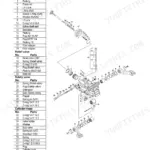 Yanmar EF-494T hydraulic lift unit exploded view diagram and parts list for cylinder case, relief, and safety valves.