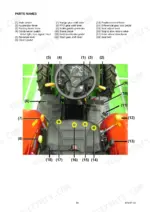 yanmar-ef393t-diesel-tractor-operator-manual-0a041-enxxxx-controls-24.webp Yanmar EF393T tractor operator controls diagram identifying levers, pedals, and switches from the driver seat view.