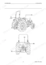 yanmar-ef685-diesel-tractor-technical-manual-ef685-10-2008-edition-procedures-33.webp Yanmar EF685 tractor diagram showing rear linkage, ROPS, and external component identification points.