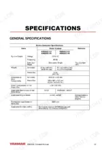 yanmar-kmg65e-s3-to-kmg65e-k6-marine-generator-operator-manual-0akmg-g00100-specs-43.webp Yanmar KMG65E-S3, KMG65E-S6, KMG65E-K3, KMG65E-K6 general specifications table for marine generator output, weight, and dimensions.