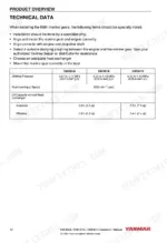 Yanmar KMH marine gear technical data table showing shifting pressure, input speed, and oil capacity specs.