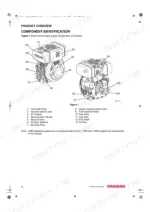 yanmar-l48n-l70n-l100n-industrial-engines-operation-manual-0aln0-g00100-exploded-view-26.webp Yanmar L48N, L70N, L100N engine component identification diagram showing fuel tank, recoil starter, and PTO shaft locations.