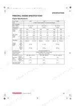 yanmar-l48n-l70n-l100n-industrial-engines-operation-manual-0aln0-g00100-specs-101.webp Yanmar L48N, L70N, L100N engine specifications table including displacement, output, weight, and oil capacity data.