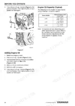 yanmar-l48n-l70n-l100n-industrial-engines-operation-manual-0aln0-g00101-fluid-capacities-36.webp Yanmar L48N, L70N, L100N engine oil capacity table and diagram showing oil dipstick and filler port locations.