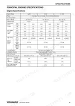 yanmar-l48n-l70n-l100n-industrial-engines-operation-manual-0aln0-g00101-specs-79.webp Yanmar L48N, L70N, L100N engine specifications table including displacement, output, dimensions, and oil capacity data.