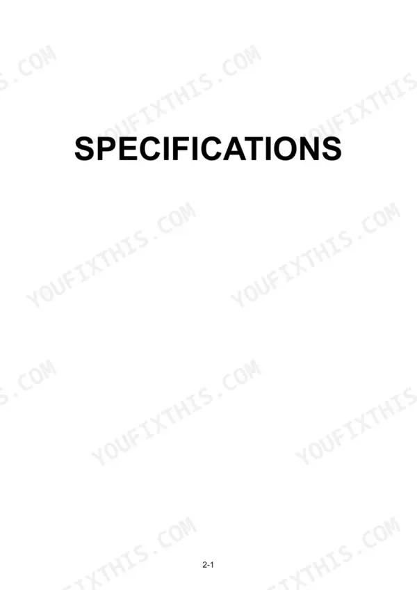 Yanmar LB446HB-1, LB446H-1 service manual page 2-1, Specifications section title page.