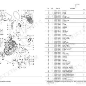 Yanmar S165R-1, 4TNV98C-NMS2 engine parts diagram showing cooling system, alternator, and mounts with parts list.
