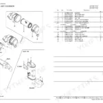 Yanmar SV08-1A exploded view of muffler and air cleaner assembly with corresponding parts list and reference numbers.