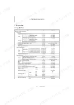 yanmar-sv100-1a-excavator-service-manual-0bkb6-en0030-specs-26.webp Yanmar SV100-1A technical data table showing machine dimensions, traveling performance, and work performance specifications.