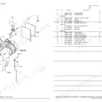 Yanmar SV100-2A parts diagram and list for engine silencer, DPF guard, and exhaust pipe components.