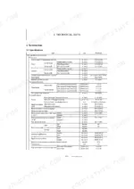 yanmar-sv100-2a-ycee-excavator-service-manual-0bkb6-g00100-specs-25.webp Yanmar SV100-2A (YCEE) technical data table showing machine dimensions, travel performance, and work performance specs.