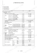 yanmar-sv100-excavator-service-manual-specs-27.webp Yanmar SV100 technical data table showing machine dimensions, travel performance, and work performance specifications.
