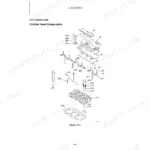 Yanmar SV22 engine cylinder head components exploded view diagram showing valves, springs, and head gasket assembly.
