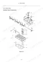 yanmar-sv26-excavator-service-manual-mmb17enma00101-exploded-view-93.webp Yanmar SV26 exploded view diagram of engine cylinder head components, including valves, springs, and rocker arms.