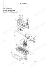 yanmar-sv60-a-excavator-service-manual-mmb30enma00100-exploded-view-98.webp Yanmar SV60-A engine cylinder head exploded view showing valve train components, rocker arms, and head gasket.