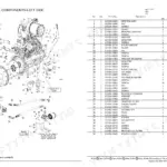 Yanmar T175-1 exploded view of engine external components, left side, with parts list for dipstick, mounts, and oil filter.