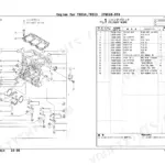 Yanmar TB014, TB016, 3TNE68-NTB, 3TNE68-TB1, ETB1 cylinder block exploded view diagram and parts list table.