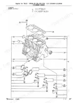 yanmar-tb135-to-3tnv88-qtb2-engine-parts-catalog-engine-parts-4.webp Yanmar TB135, 3TNE88-TB, 3TNE88-TB1, 3TNE88-ETB, 3TNE88-ETB1, 3TNV88-QTB, 3TNV88-QTB1, 3TNV88-QTB2, TB1, ETB, ETB1 cylinder block exploded view showing main bearings, bolts, and head gasket.