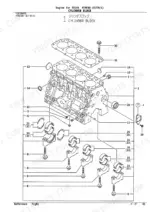 yanmar-tb145-to-qtb1-engine-parts-catalog-yoof2161-cylinder-block-parts-6.webp Yanmar TB145, 4TNE88-(E)TB exploded view of cylinder block, main bearings, and head gasket components.