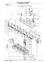yanmar-tb145-to-qtb1-engine-parts-catalog-yoof2161-cylinder-head-parts-12.webp Yanmar TB145, 4TNE88-(E)TB exploded view of cylinder head, bonnet, rocker arms, valves, and springs assembly.