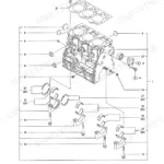 Yanmar 3TNV76-XTB exploded view of engine cylinder block and main bearings.