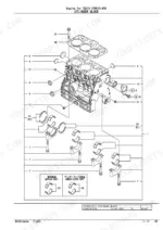 Yanmar TB219 3TNV70-NTB cylinder block exploded view showing main bearings, caps, and engine block components.