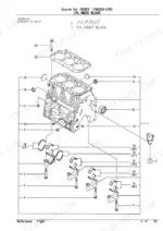 yanmar-tb28fr-3tne82a-etbz-engine-parts-catalog-yood6942-engine-parts-6.webp Yanmar TB28FR 3TNE82A-ETBZ exploded view diagram of the engine cylinder block, main bearings, and mounting bolts.