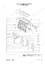 Yanmar TB2OR/23R, 3TNV76-XTB, TB20R/23R exploded view diagram of the engine cylinder block and main bearing assembly.