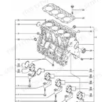 Yanmar 4TNE98-TB exploded view of cylinder block.