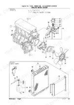 yanmar-tl130-to-4tnv98-ytbl1-engine-parts-catalog-cooling-parts-22.webp Yanmar 4TNE98-TBL exploded view of engine cooling water system, radiator, and fan.