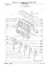 yanmar-tl150-4tne106t-tbl-engine-parts-catalog-engine-parts-4.webp Yanmar TL150, 4TNE106T-TBL exploded view diagram of the cylinder block, main bearings, and head gasket components.