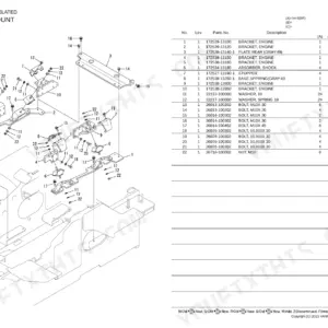 Yanmar V4-6(BR), V4-6 (BR) exploded view diagram and parts list for engine mount assembly components.