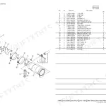 Yanmar V4-6 engine silencer exploded view diagram and parts list including exhaust pipe, muffler, brackets, and hardware.