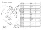 yanmar-v7-wheel-loader-parts-catalog-cp547enwl00100-chassis-parts-61.webp Yanmar V7 exploded view diagram and parts list for the front frame assembly, including pins, bushings, and fenders.