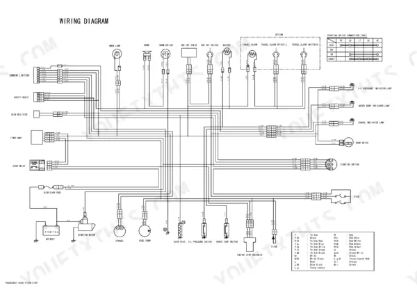 Yanmar Vio10-2 wiring diagram showing electrical circuits for starting switch, glow relay, fuel pump, and indicator lamps.