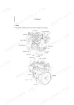 Yanmar ViO12-2A engine exploded view showing fuel pump, alternator, cooling fan, and major engine components.