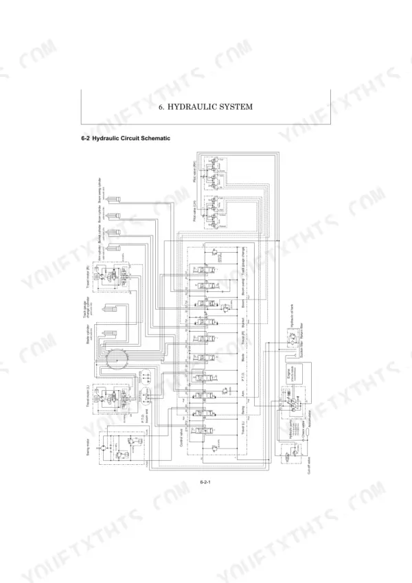 Yanmar ViO12 hydraulic circuit schematic showing control valve, pilot valves, pump, and cylinder connections.