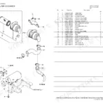 Yanmar VIO15-2A parts diagram and list for silencer and air cleaner assembly components.