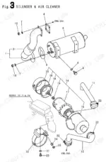 Yanmar VIO15 (EP), VI015 (EP), 3TNE68L - UBB exploded view of silencer and air cleaner assembly components.