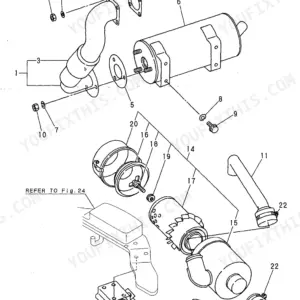 Yanmar VIO15 (EP), VI015 (EP), 3TNE68L - UBB exploded view of silencer and air cleaner assembly components.
