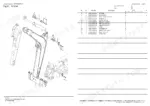 Yanmar VIO17-A, 3TNV74F-SPBV boom assembly exploded view diagram and parts list with pins, bushings, and seals.
